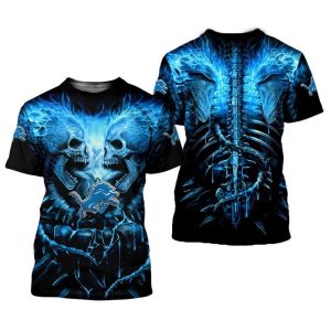 Detroit Lions Skeleton All Over Print Gift For Fan 3D T Shirt Sweater Zip Hoodie Bomber Jacket