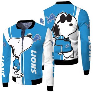Detroit Lions Snoopy Lover 3D Printed Fleece Bomber Jacket