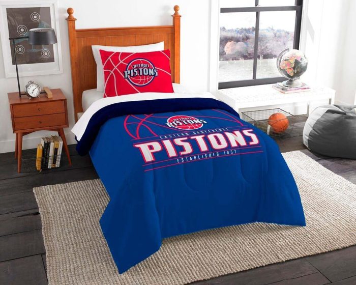 Detroit Pistons Bedding Set- 1 Duvet Cover & 2 Pillow Cases