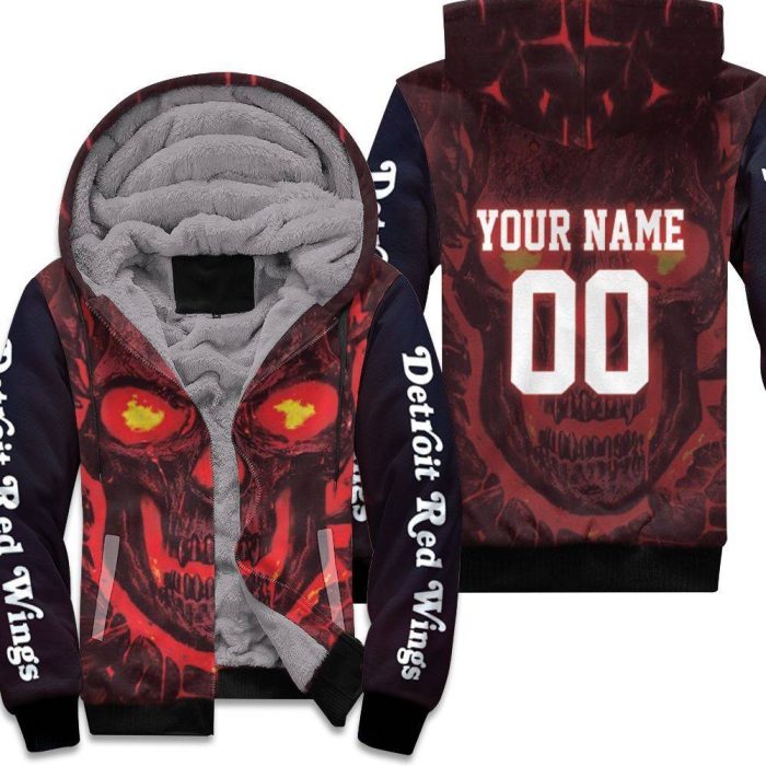 Detroit Red Wings Skull Magma Personalized Unisex Fleece Hoodie