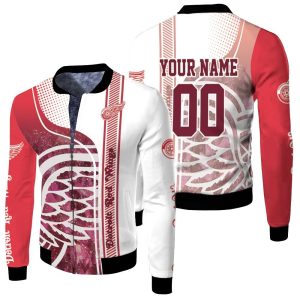 Detroit Red Wings Style Personalized Red And White Fleece Bomber Jacket