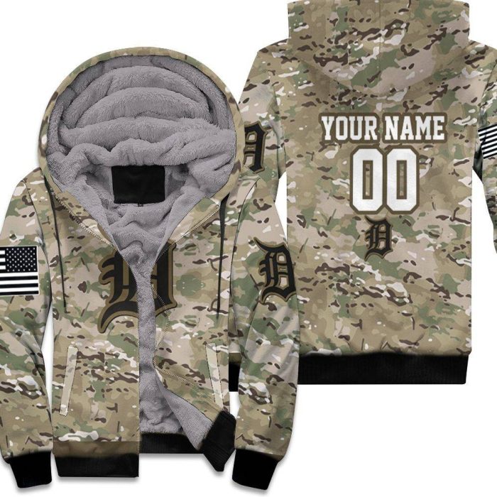 Detroit Tigers Camouflage Veteran 3D Personalized Unisex Fleece Hoodie