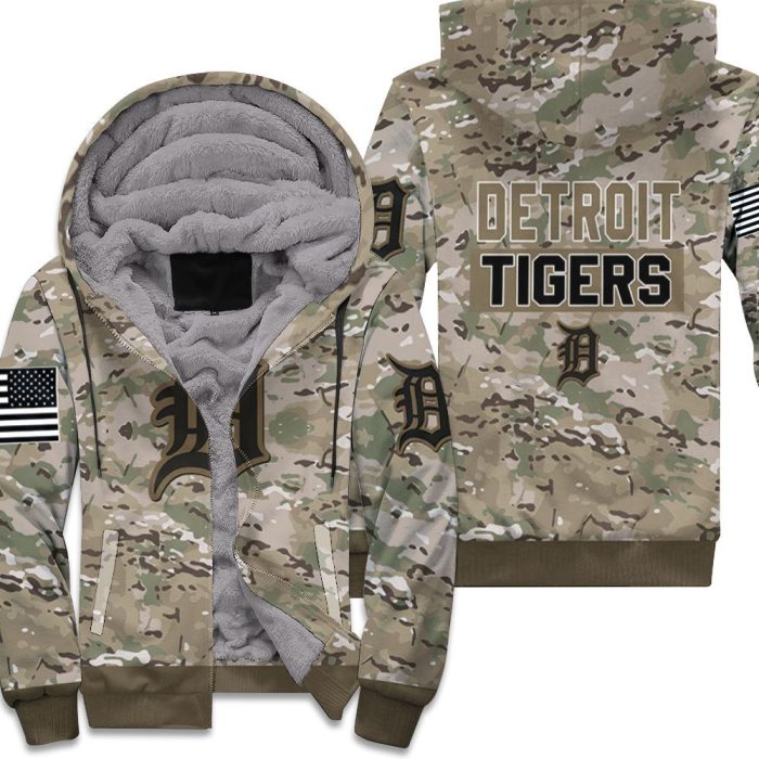 Detroit Tigers Camouflage Veteran 3D Unisex Fleece Hoodie