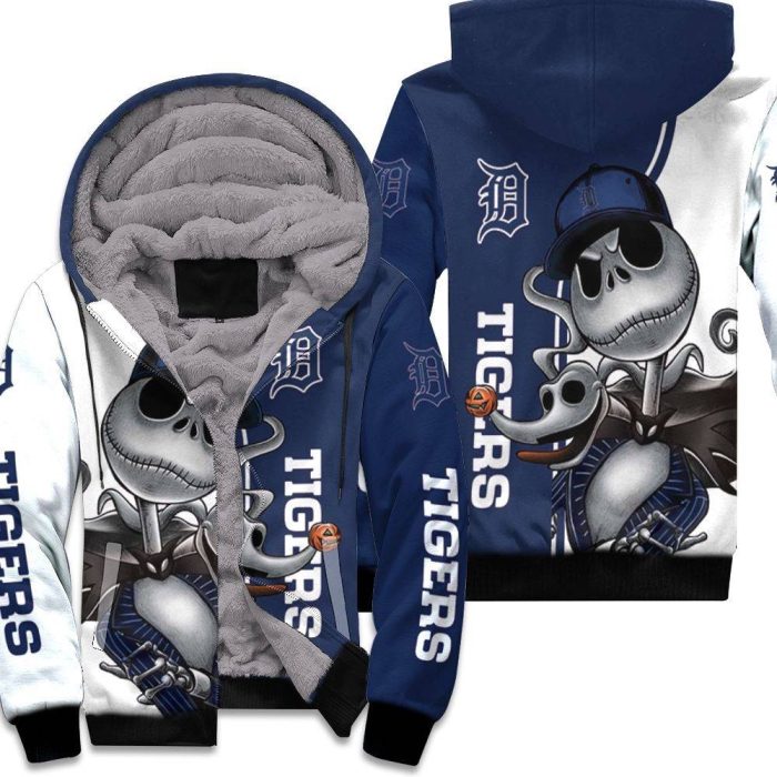 Detroit Tigers Jack Skellington And Zero Unisex Fleece Hoodie