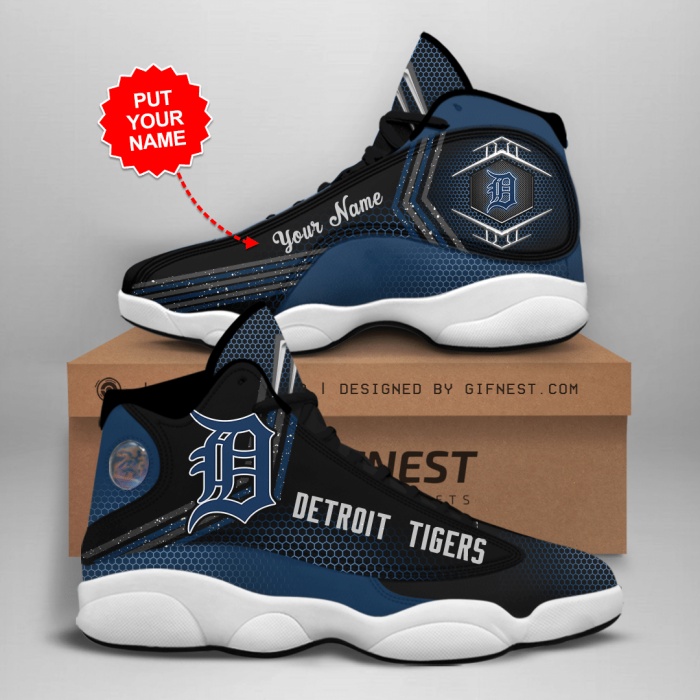 Detroit Tigers Men'S Jordan 13 Custom Name Personalized Shoes