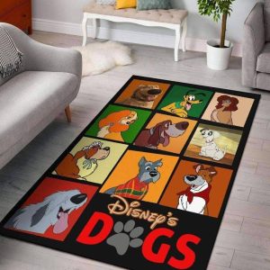 Disney Dogs Characters Living Room Cartoon Floor Carpet Rectangle Rug