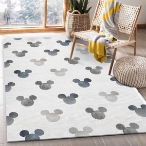Disney Gray Watercolor Mickey Ears Fabric Area Rug Living Room And Bed Room Rug Christmas