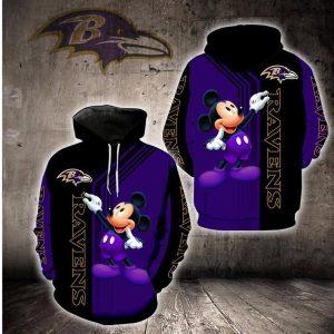 Disney Mickey Baltimore Ravens 12 Gift For Fan 3D T Shirt Sweater Zip Hoodie Bomber Jacket
