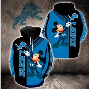 Disney Mickey Detroit Lions 22 Gift For Fan 3D T Shirt Sweater Zip Hoodie Bomber Jacket