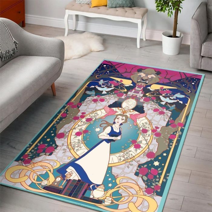 Disney Princess Characters Living Room Cartoon Floor Carpet Rectangle Rug