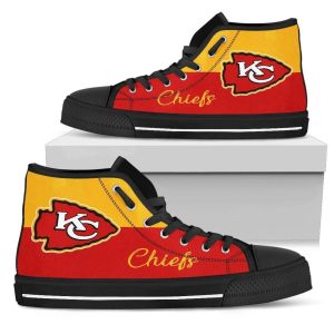 Divided Colours Stunning Logo Kansas City Chiefs NFL Custom Canvas High Top Shoes