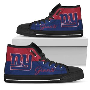 Divided Colours Stunning Logo New York Giants NFL Custom Canvas High Top Shoes