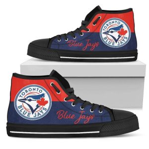Divided Colours Stunning Logo Toronto Blue Jays MLB Custom Canvas High Top Shoes