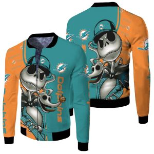 Dolphins Jack Skellington Halloween 3D Fleece Bomber Jacket