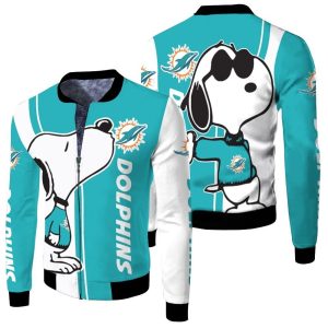 Dolphins Snoopy Lover 3D Printed Fleece Bomber Jacket