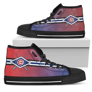 Double Stick Check Chicago Cubs MLB Custom Canvas High Top Shoes