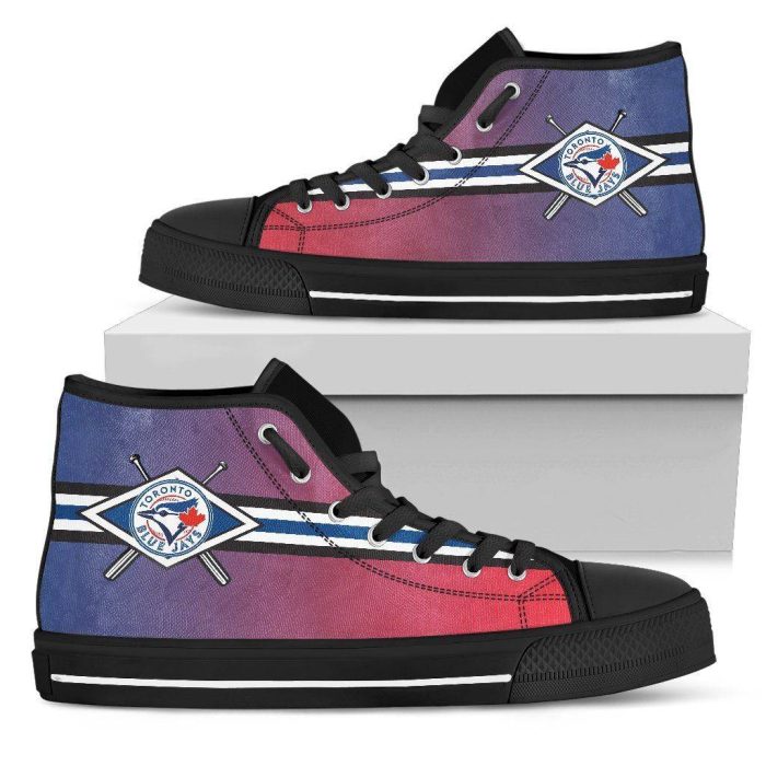 Double Stick Check Toronto Blue Jays MLB Custom Canvas High Top Shoes