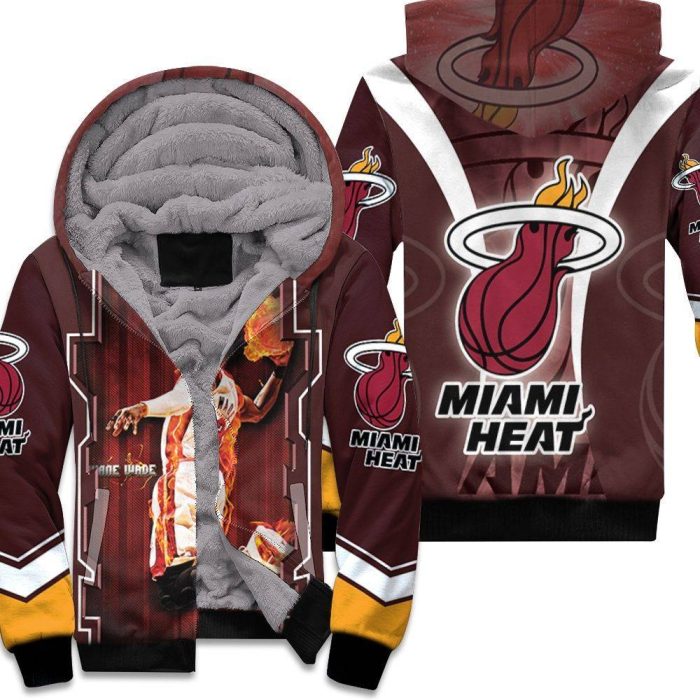 Dwyane Wade 3 Miami Heat Fire Slam Dunk Art For Fan Unisex Fleece Hoodie