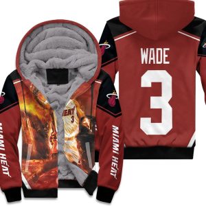 Dwyane Wade 3 Miami Heat Score Fire Background Legend For Fan Unisex Fleece Hoodie