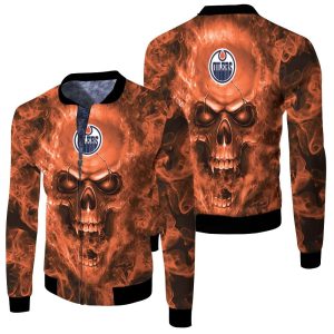 Edmonton Oilers MLB Fans Skull Fleece Bomber Jacket