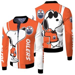 Edmonton Oilers Snoopy Lover 3D Printed Fleece Bomber Jacket
