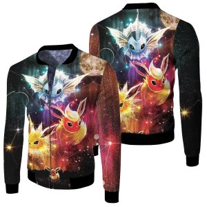 Eevee Evolutions Pokemon 3D Fleece Bomber Jacket