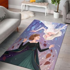 Elsa Frozen Disney Princess Characters Living Room Cartoon Floor Carpet Rectangle Rug