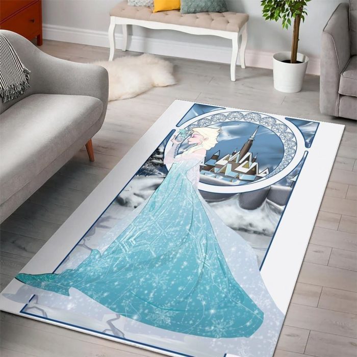 Elsa Frozen Disney Princess Characters Living Room Cartoon Floor Carpet Rectangle Rug