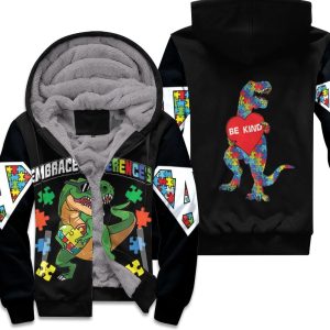 Embrace Differences Dinosaurs Autism Unisex Fleece Hoodie