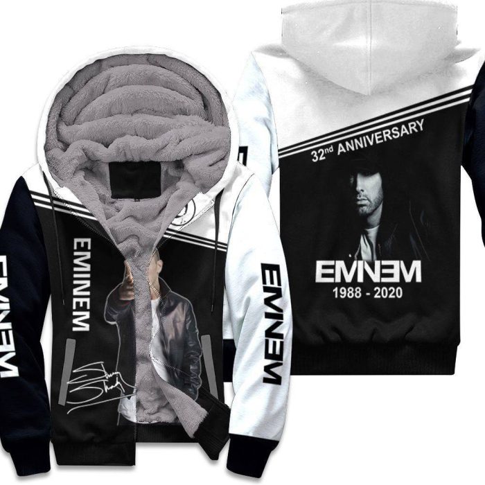 Eminem Signatures 32Nd Anniversary All Printed Unisex Fleece Hoodie