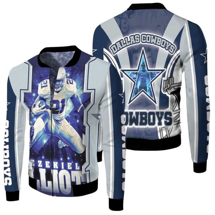 Ezekiel Elliott #21 Nfc East Division Champions Super Bowl 2021 Dallas Cowboys Fleece Bomber Jacket