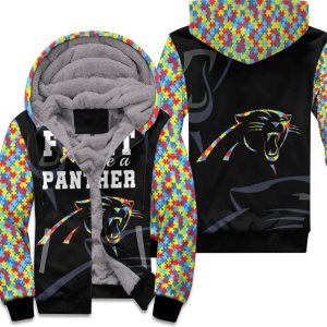 Fight Like A Carolina Panthers Autism Support Unisex Fleece Hoodie