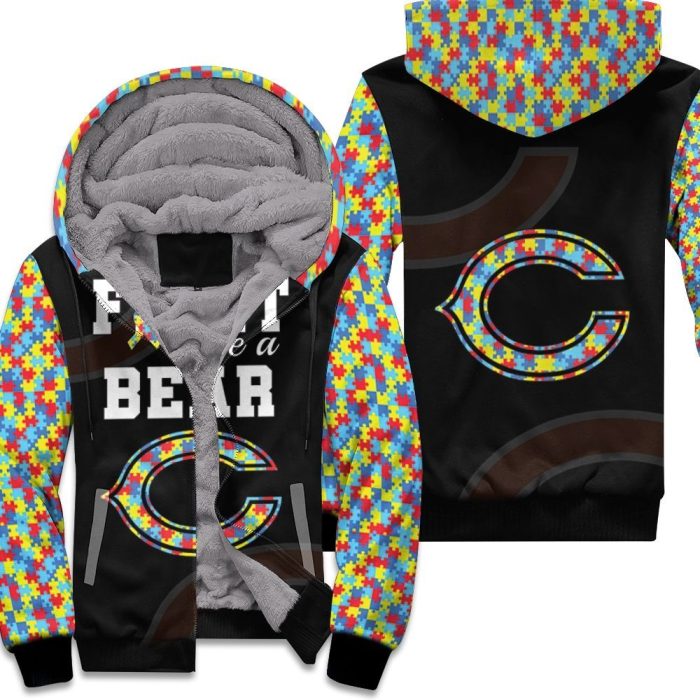 Fight Like A Chicago Bears Autism Support Unisex Fleece Hoodie