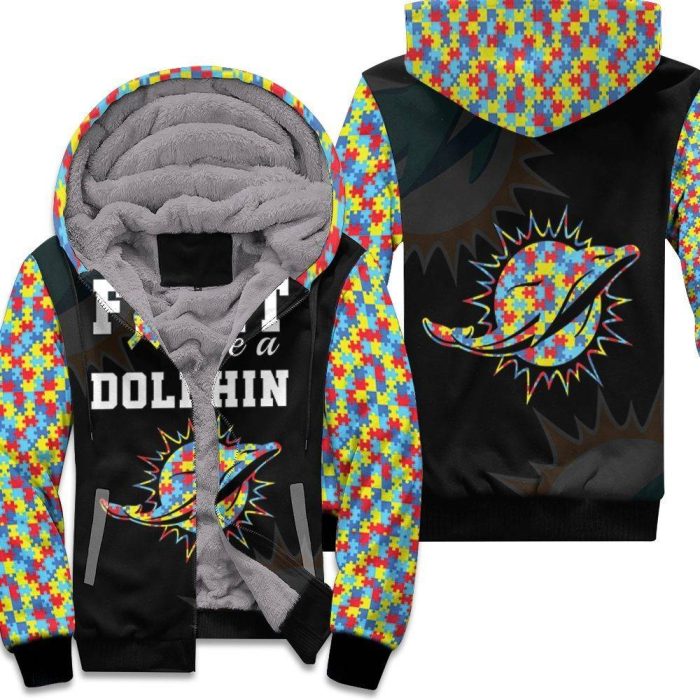 Fight Like A Dolphins Autism Support Unisex Fleece Hoodie