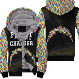 Fight Like A Los Angeles Chargers Autism Support Unisex Fleece Hoodie