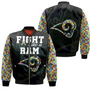 Fight Like A Los Angeles Rams Autism Support Bomber Jacket
