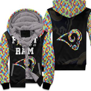 Fight Like A Los Angeles Rams Autism Support Unisex Fleece Hoodie