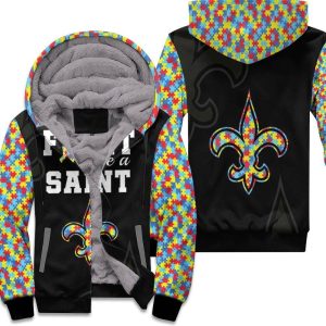 Fight Like A New Orleans Saints Autism Support Unisex Fleece Hoodie