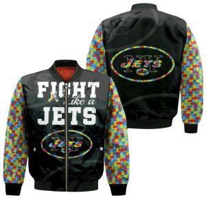 Fight Like A New York Jets Autism Support Bomber Jacket