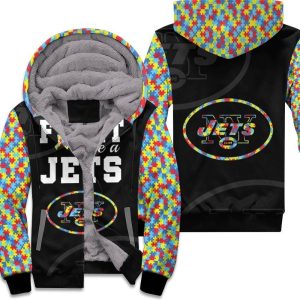 Fight Like A New York Jets Autism Support Unisex Fleece Hoodie