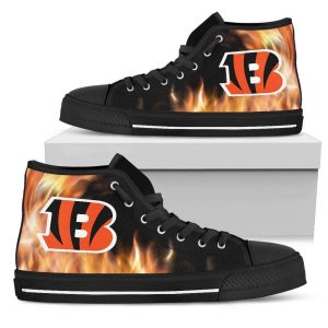 Fighting Like Fire Cincinnati Bengals NFL Custom Canvas High Top Shoes