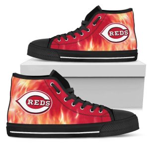Fighting Like Fire Cincinnati Reds MLB Custom Canvas High Top Shoes