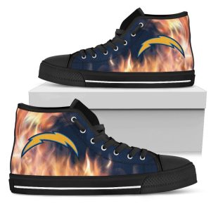 Fighting Like Fire Los Angeles Chargers NFL Custom Canvas High Top Shoes