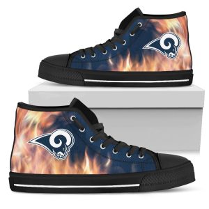 Fighting Like Fire Los Angeles Rams NFL Custom Canvas High Top Shoes