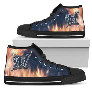 Fighting Like Fire Milwaukee Brewers MLB Custom Canvas High Top Shoes