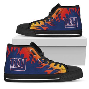 Fire Burning Fierce Strong Logo New York Giants NFL Custom Canvas High Top Shoes