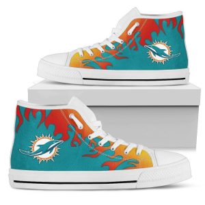 Fire Miami Dolphins NFL Football Custom Canvas High Top Shoes