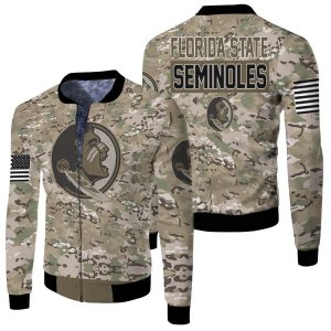 Florida State Seminoles Camo Pattern 3D Fleece Bomber Jacket