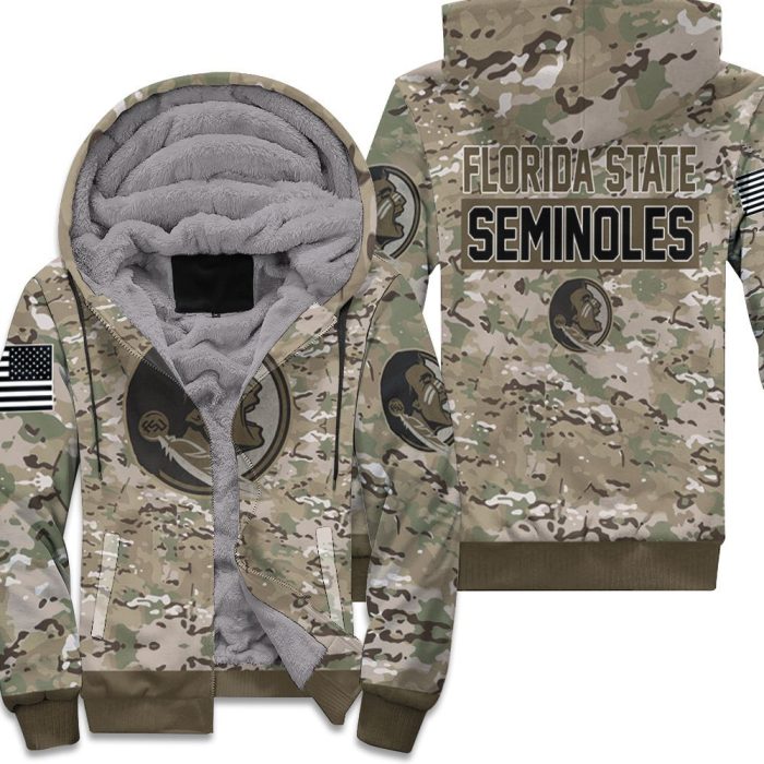 Florida State Seminoles Camo Pattern 3D Unisex Fleece Hoodie
