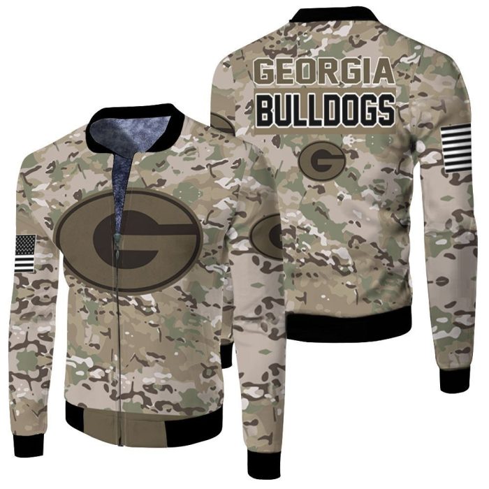 Georgia Bulldogs Camo Pattern 3D Fleece Bomber Jacket